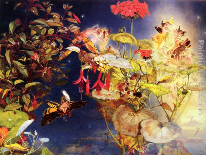 Midsummer Fairies painting - John George Naish Midsummer Fairies art painting